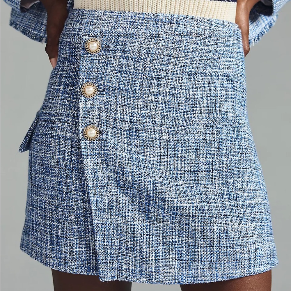 MAEVE by ANTHROPOLOGIE Tweed Skirt in Blue